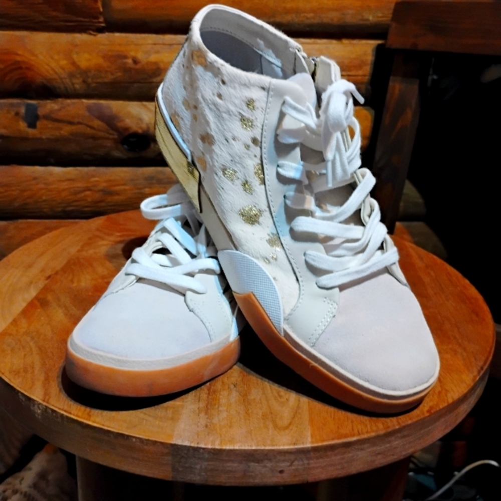 Dolce Vita White and Gold Sneakers